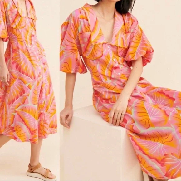 FARM RIO Bright Forest Midi Dress Size XS NWT - Picture 1 of 7